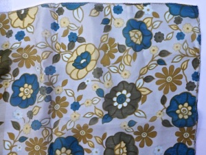Long Grey, Blue, Green and Yellow Floral Silk Scarf